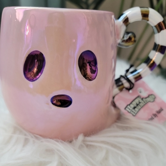 👻 NWT Happy Hauntings Irredescent Pink Ghost Halloween Mug! 👻 - Picture 4 of 6